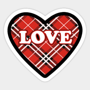 Buffalo Plaid Heart with Love I Valentine's Days Valentine Sticker